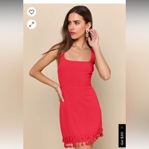 LuLus Feel the Sunshine Red Tassel Mini Dress. Size: Small. Worn Once.